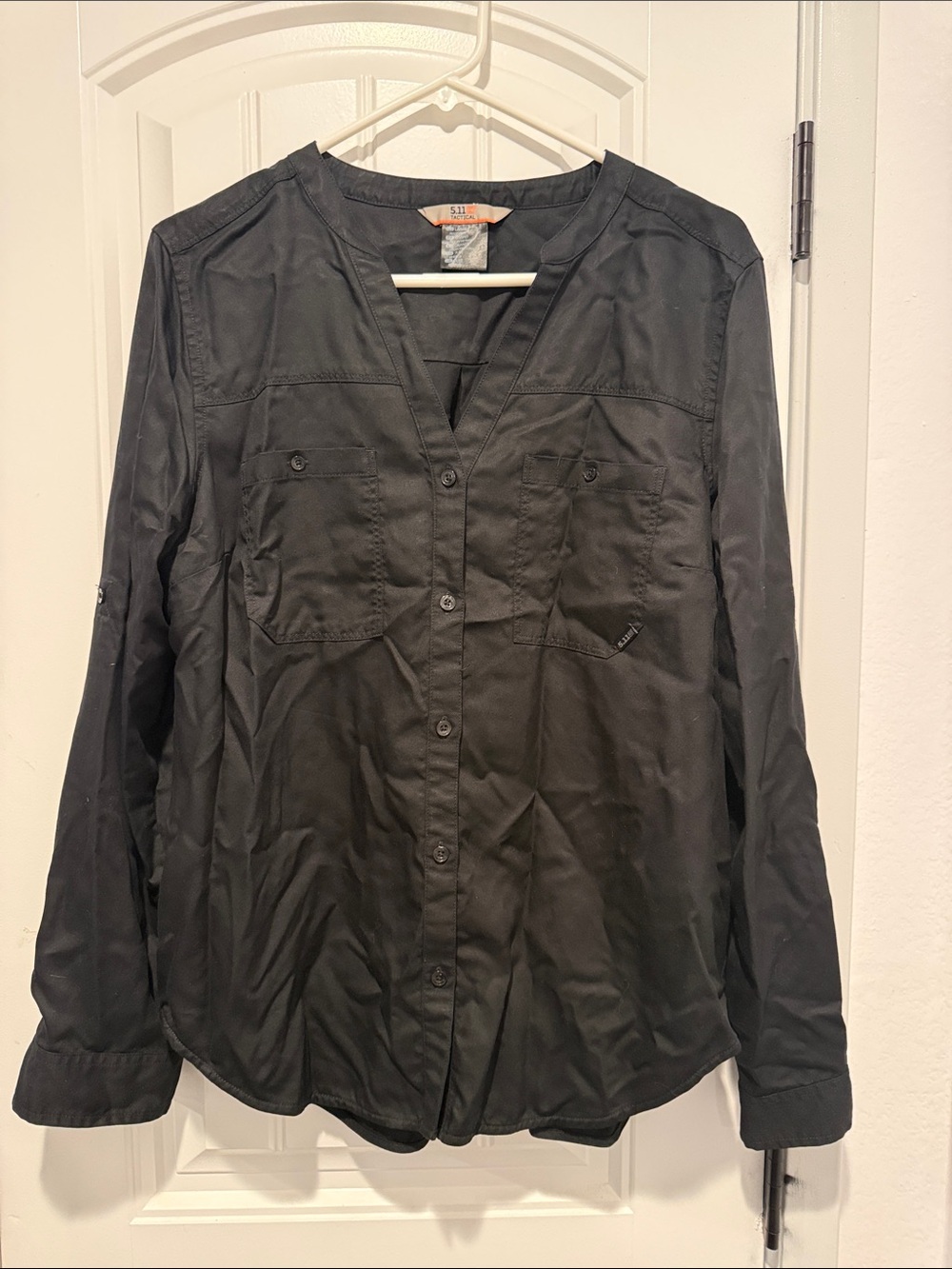5.11 Tactical Women’s Large Black Collarless Button Shirt new w/out tags